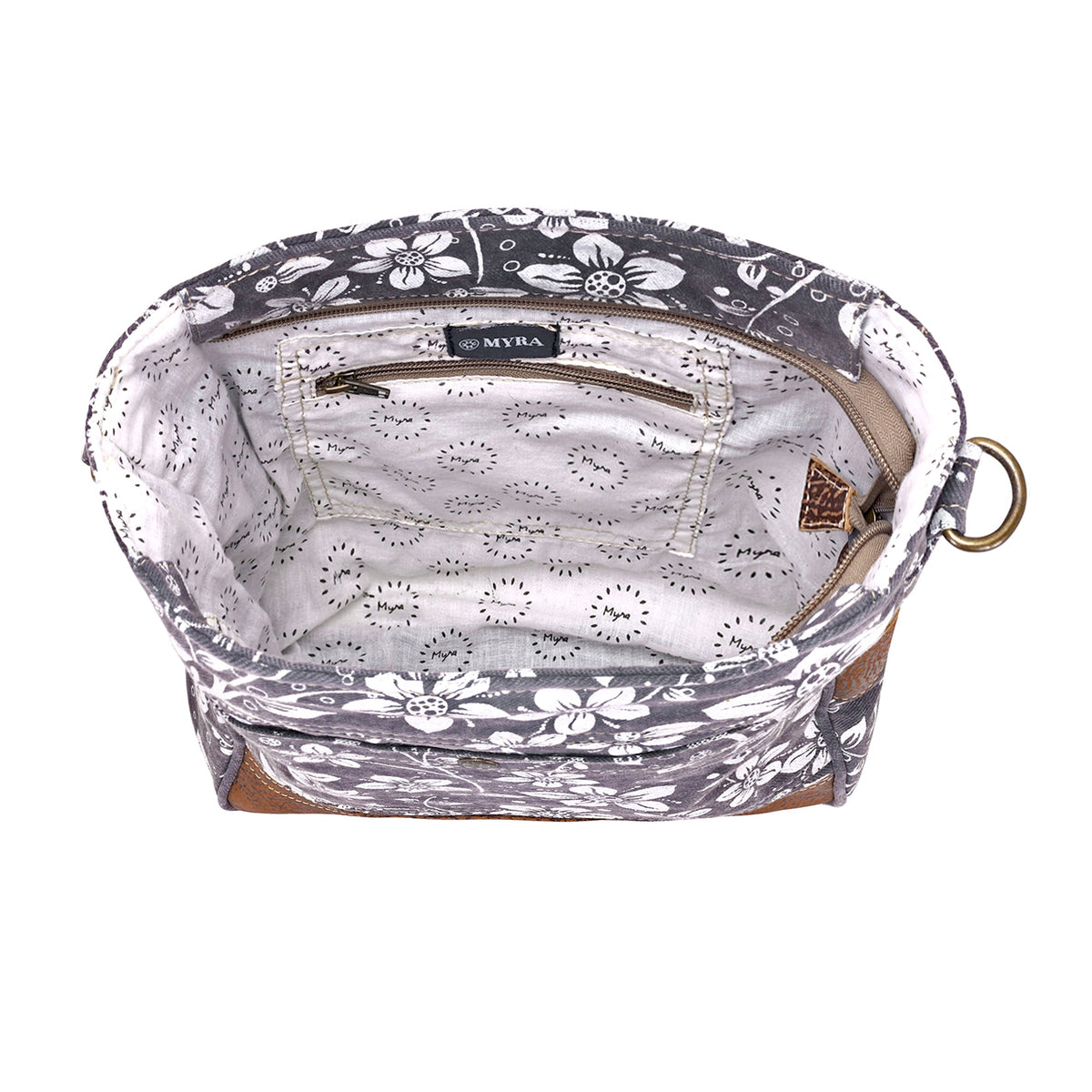 Myra Blossom Print Shoulder Bag in grey - Myra USA