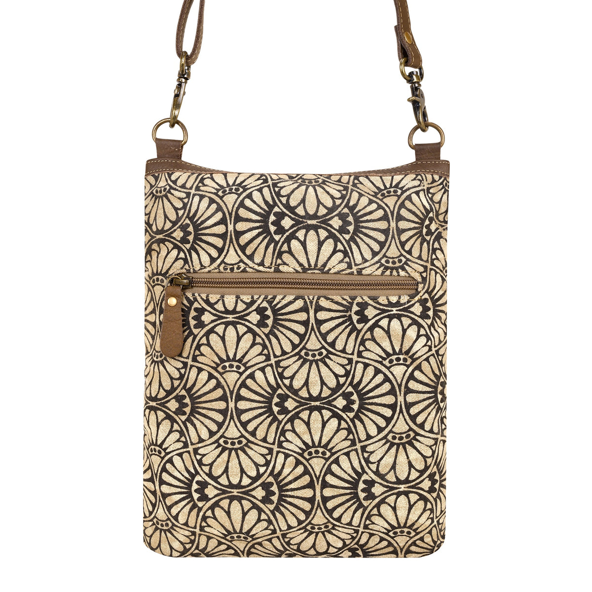 Myra Caprock Small Crossbody Bag with buckstitch trim in cream - Myra USA