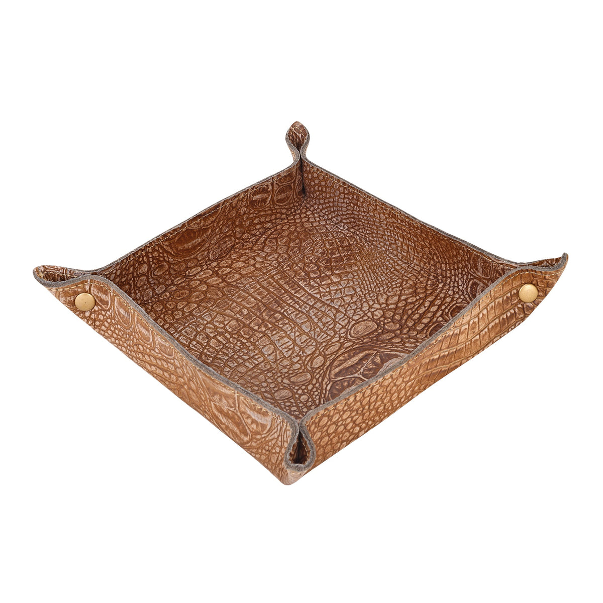Myra Copperwind Leather Tray in Croc Brown - Myra USA