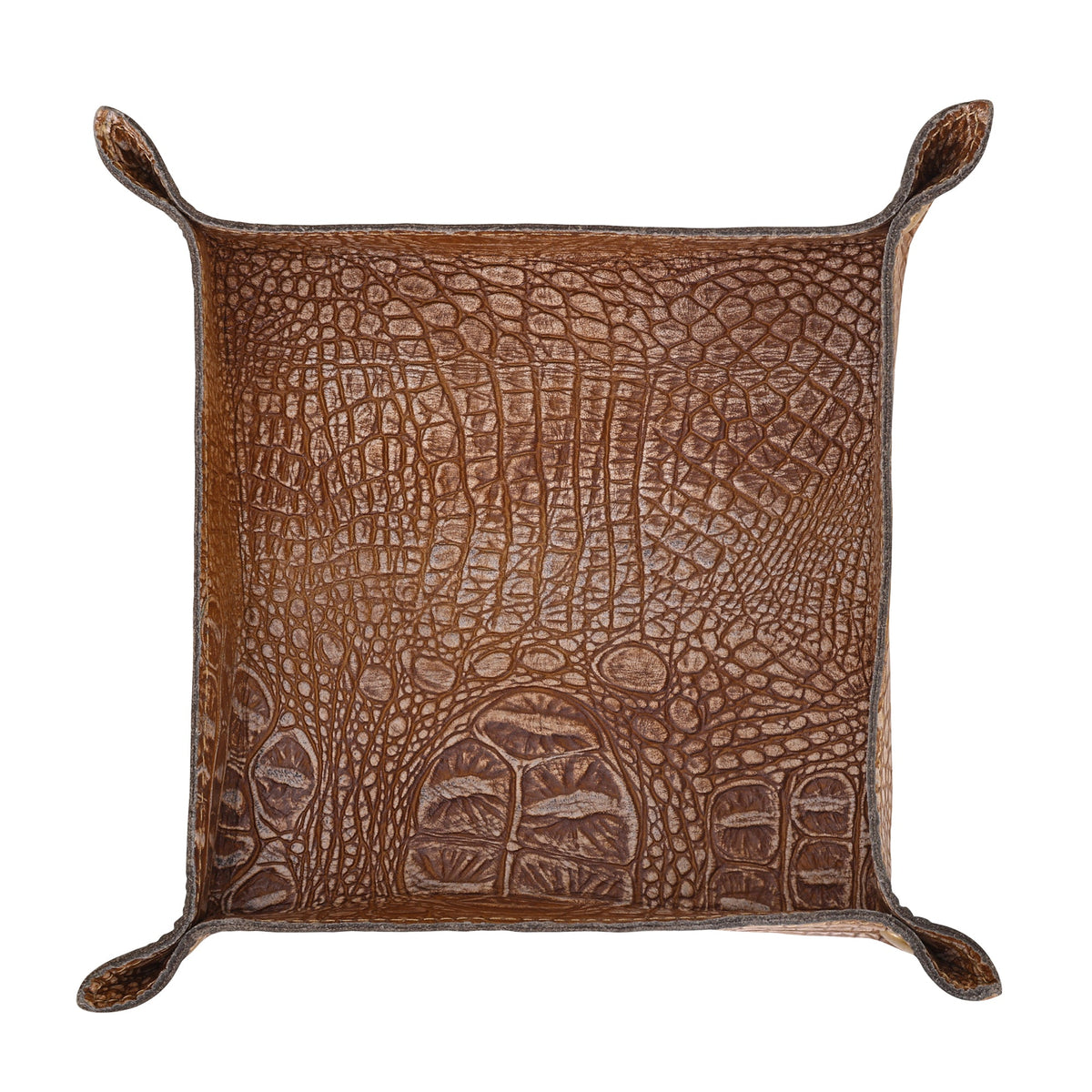 Myra Copperwind Leather Tray in Croc Brown - Myra USA