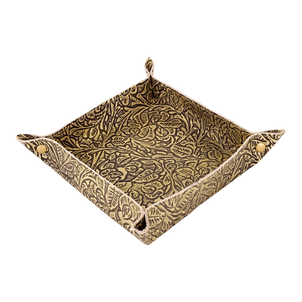 Myra Copperwind Leather Tray in Antique Olive - Myra USA