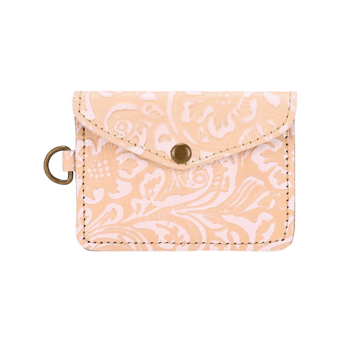 Myra Juniper Moon Embossed Leather Coin Purse in Ivory Beige - Myra USA