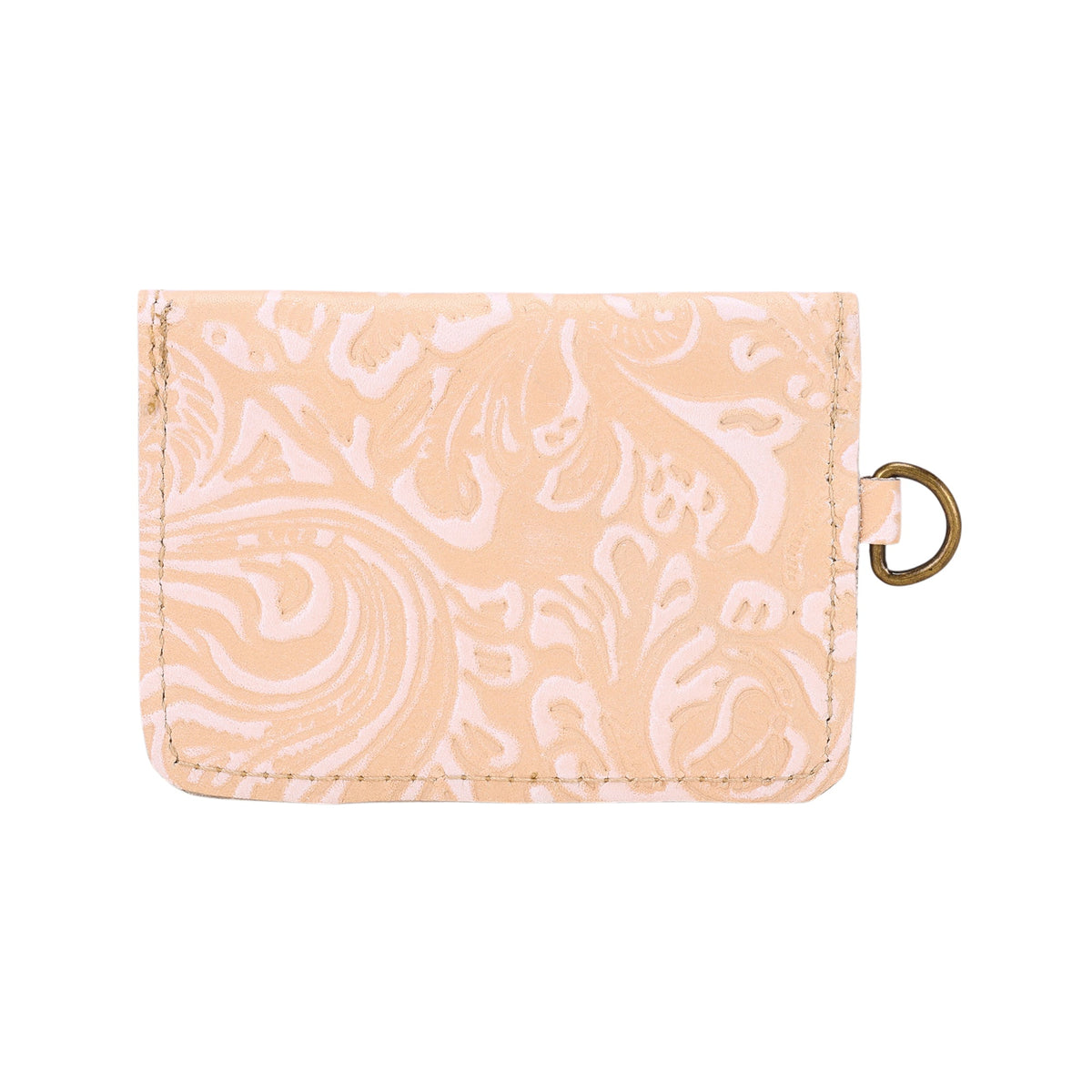 Myra Juniper Moon Embossed Leather Coin Purse in Ivory Beige - Myra USA
