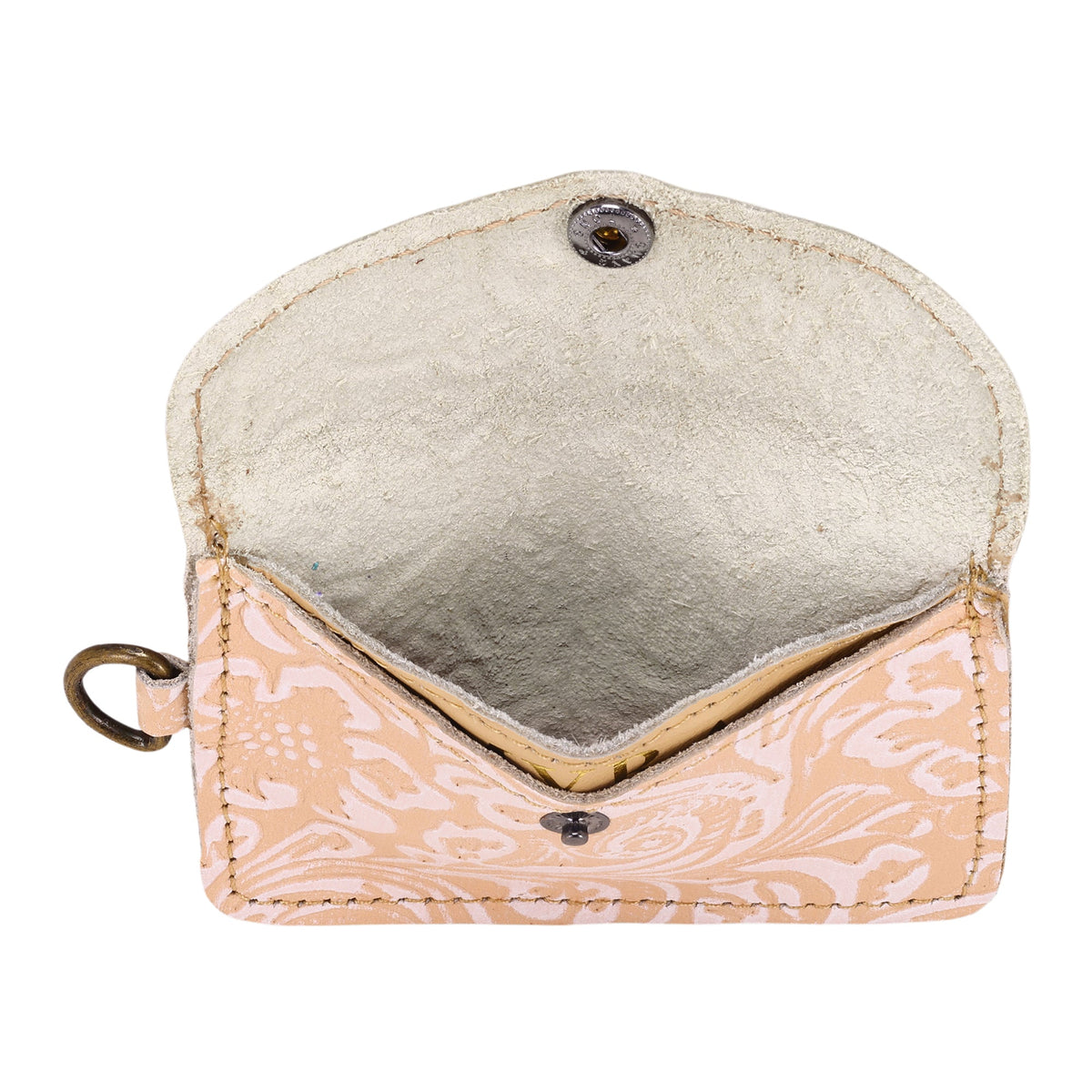 Myra Juniper Moon Embossed Leather Coin Purse in Ivory Beige - Myra USA