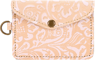 Myra Juniper Moon Embossed Leather Coin Purse in Ivory Beige