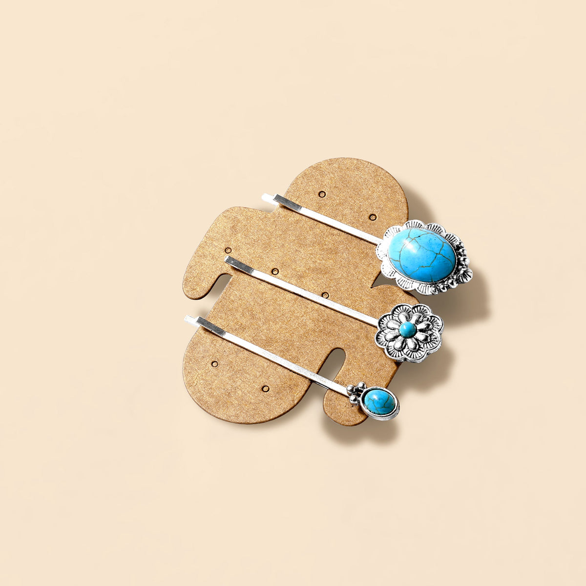 Myra Buckle Charm Hair Pin Set in Aqua Blue - Myra USA