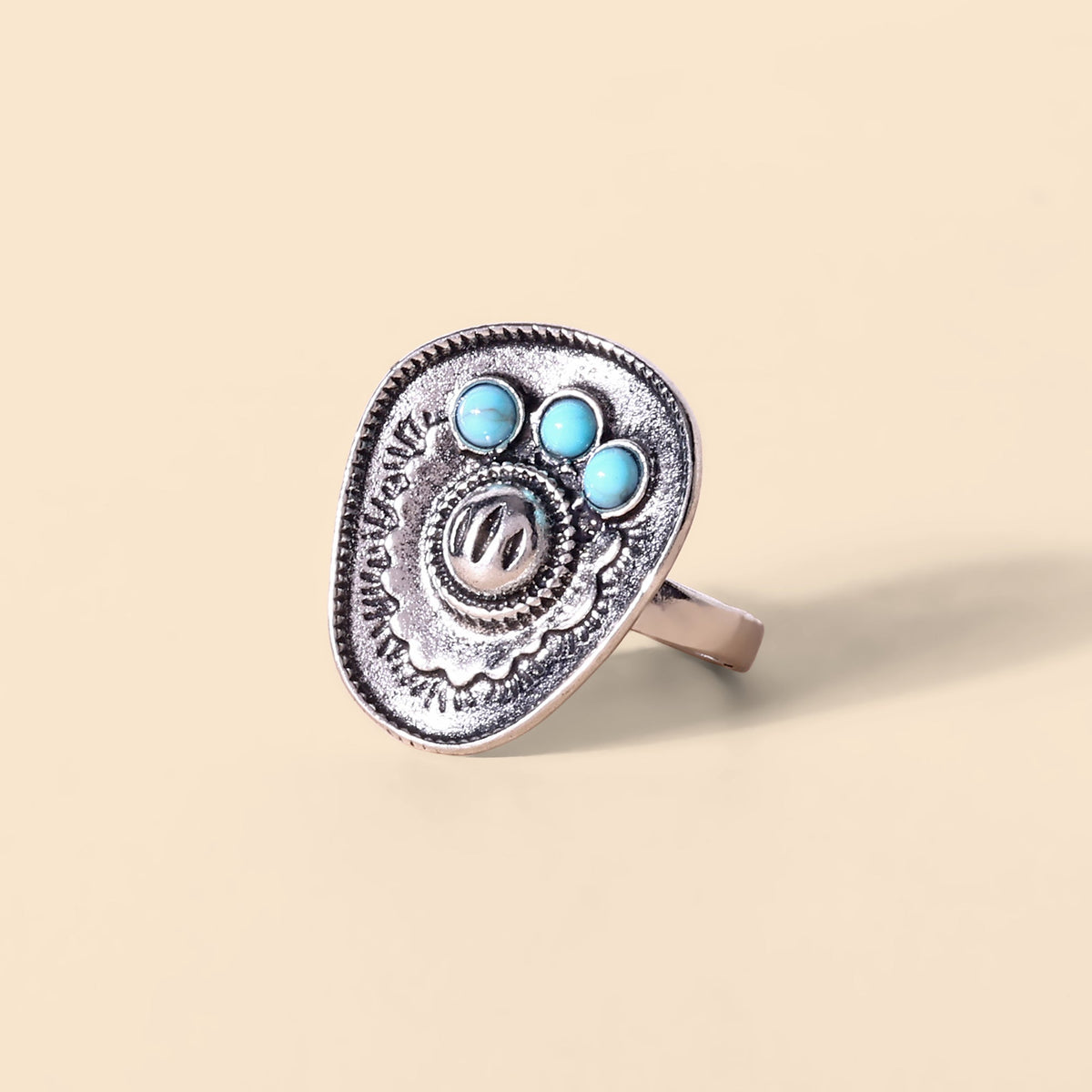 Myra Canyon Moon Oval Ring in Pewter Blue - Myra USA