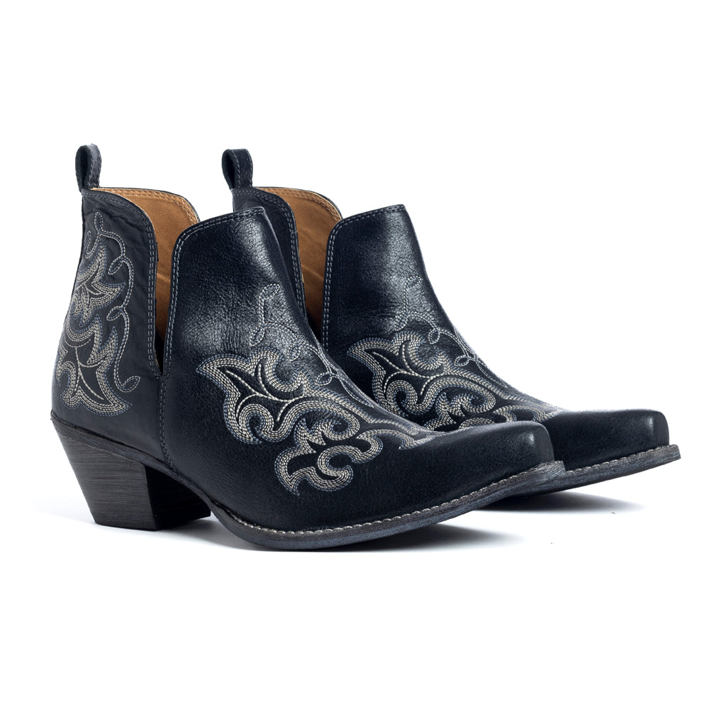 Myra Sunset Trail Genuine Leather Booties in Cinder Black - Myra USA