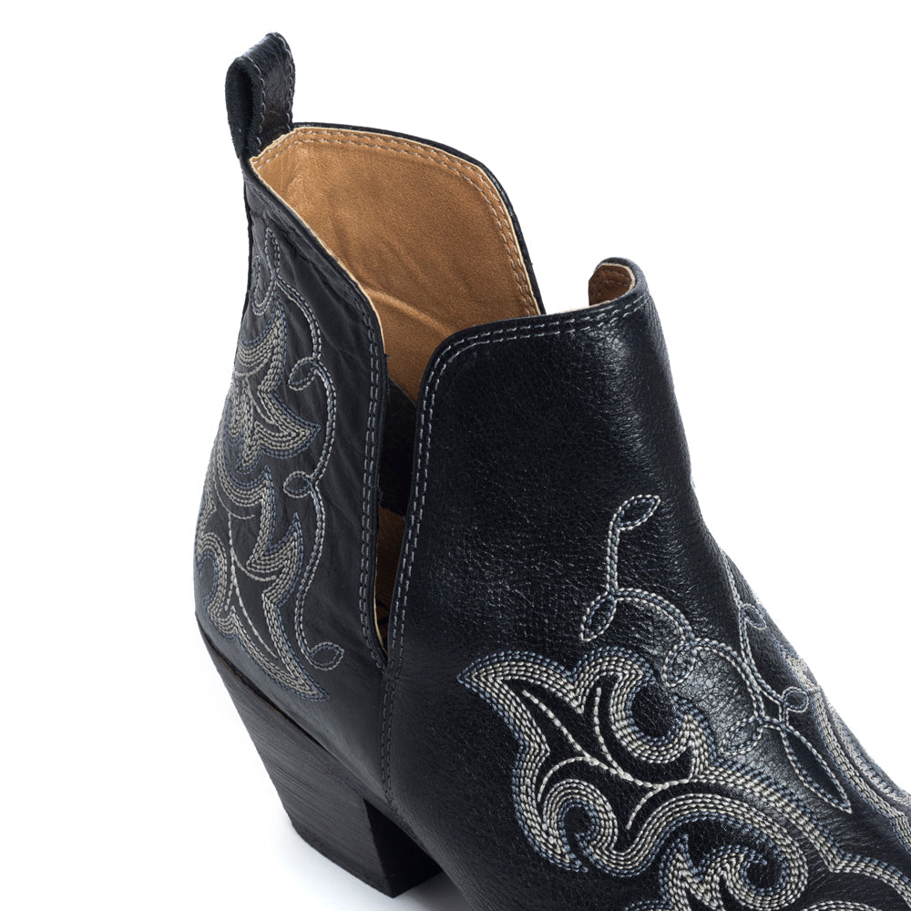 Myra Sunset Trail Genuine Leather Booties in Cinder Black - Myra USA