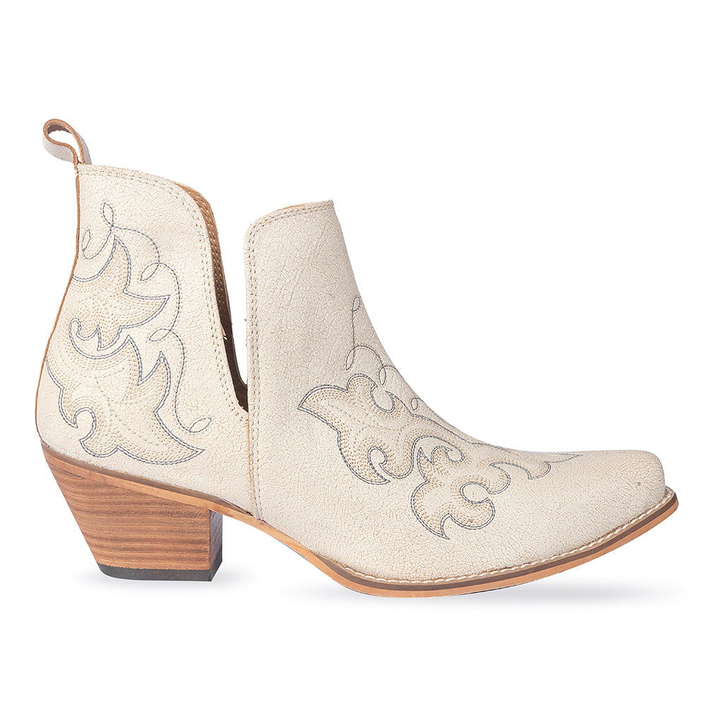 Myra Sunset Trail Genuine Leather Booties in Ivory Sand - Myra USA