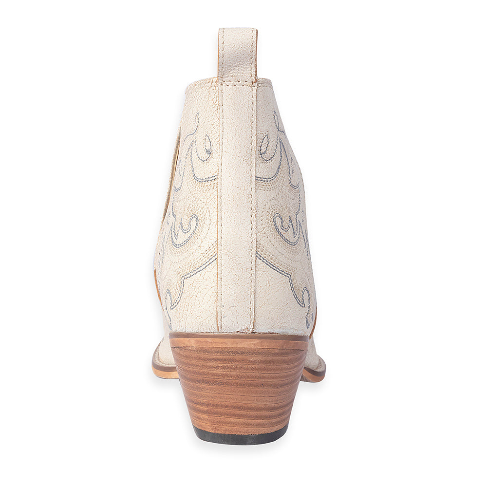 Myra Sunset Trail Genuine Leather Booties in Ivory Sand - Myra USA