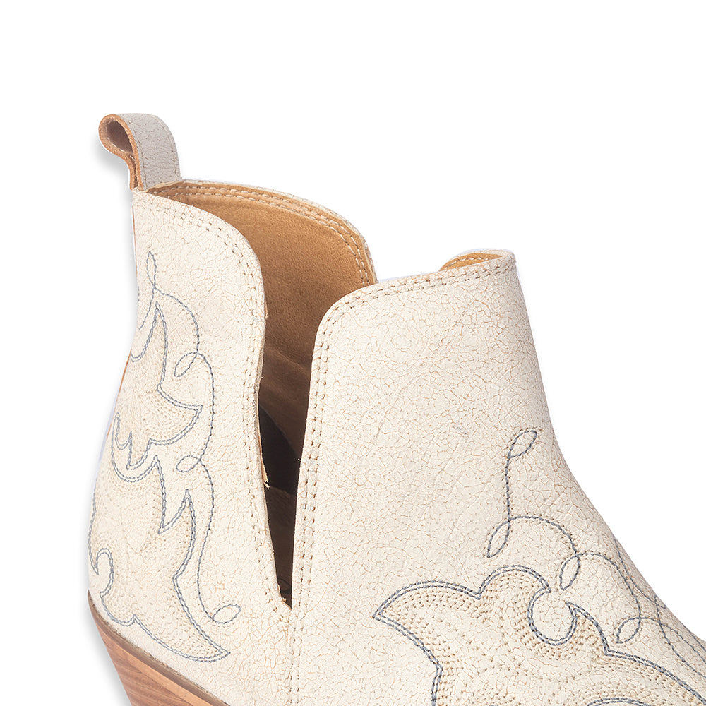 Myra Sunset Trail Genuine Leather Booties in Ivory Sand - Myra USA