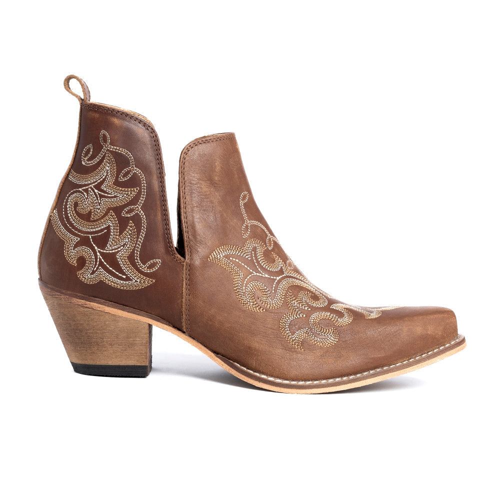 Myra Sunset Trail Genuine Leather Booties in Sienna Brown - Myra USA