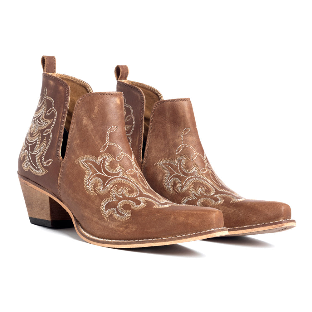 Myra Sunset Trail Genuine Leather Booties in Sienna Brown - Myra USA