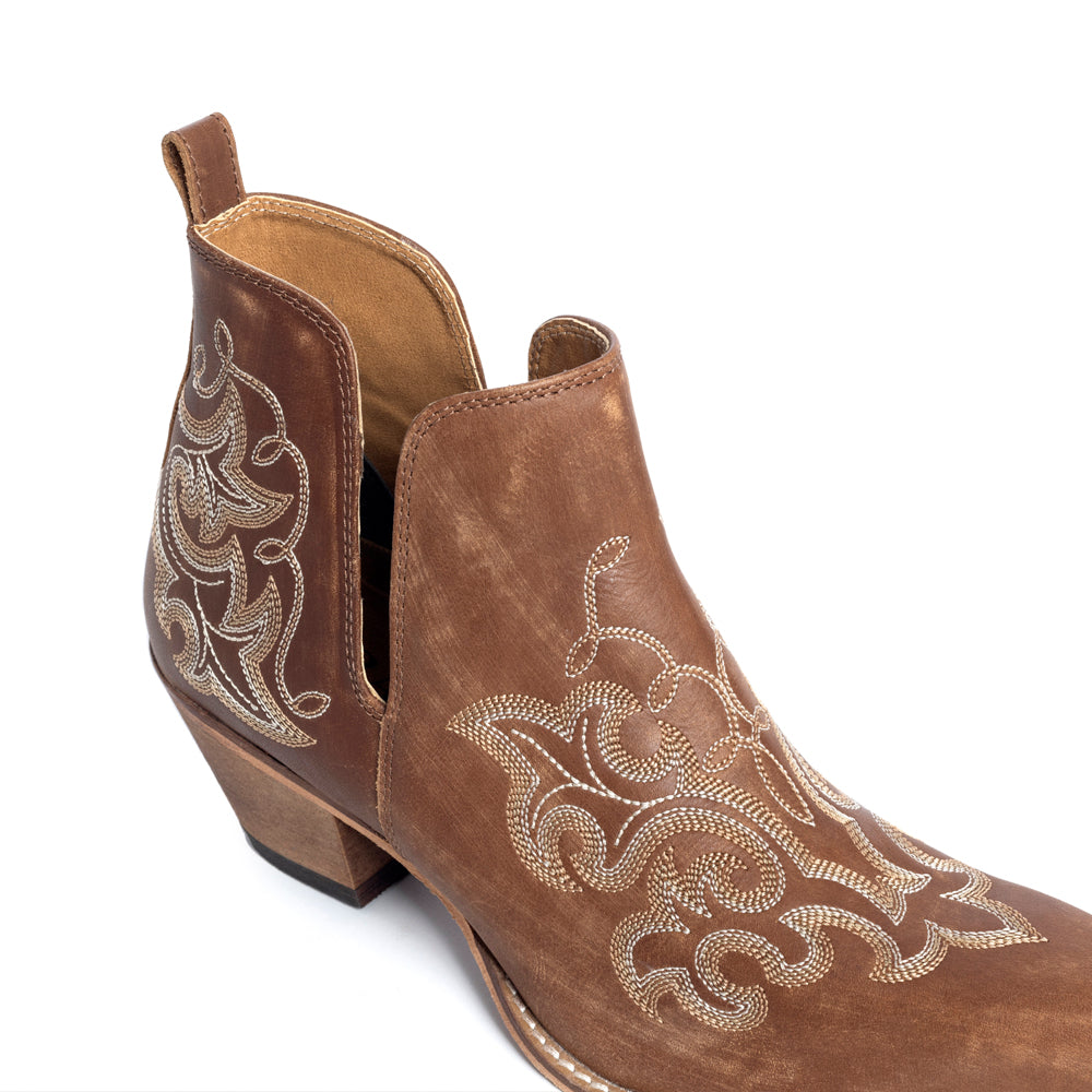 Myra Sunset Trail Genuine Leather Booties in Sienna Brown - Myra USA