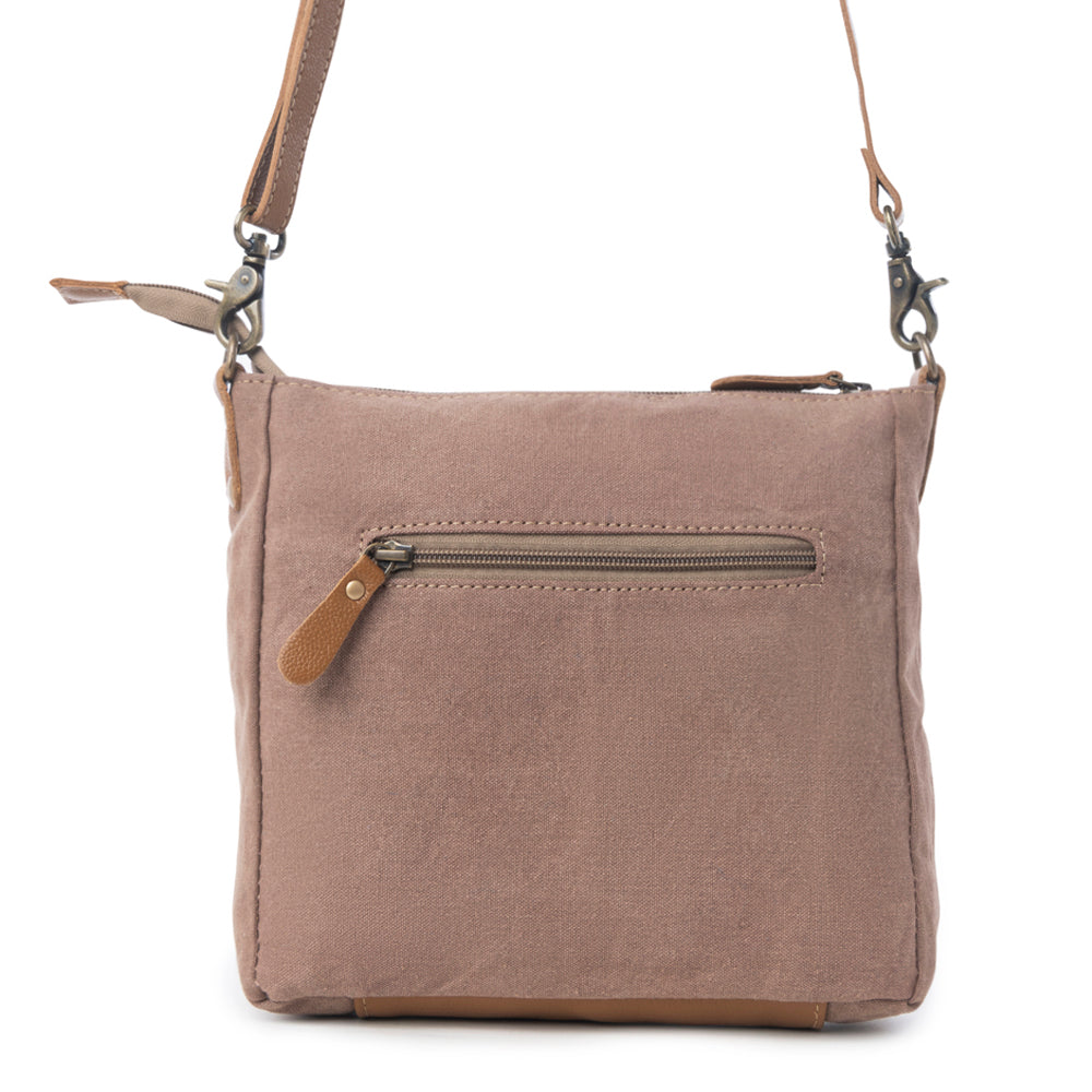 Myra Dizzy Circle Leather Shoulder Bag for Women Sunburst Floral Print, Adjustable Strap, Rustic Everyday Companion - Myra USA