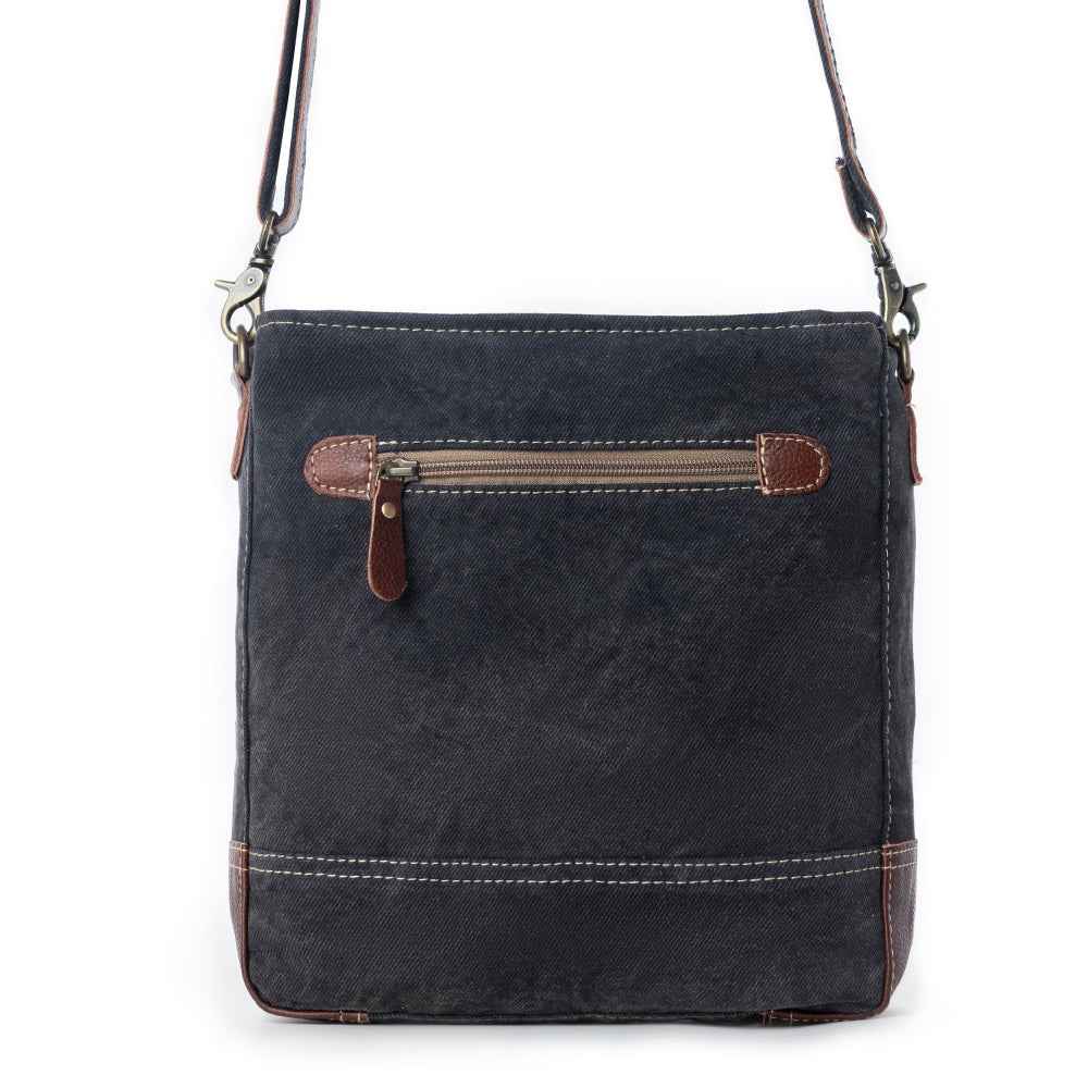 Myra Freaky Leather Shoulder Bag - Tribal Floral Print with Leather Trim for Everyday Bohemian Chic