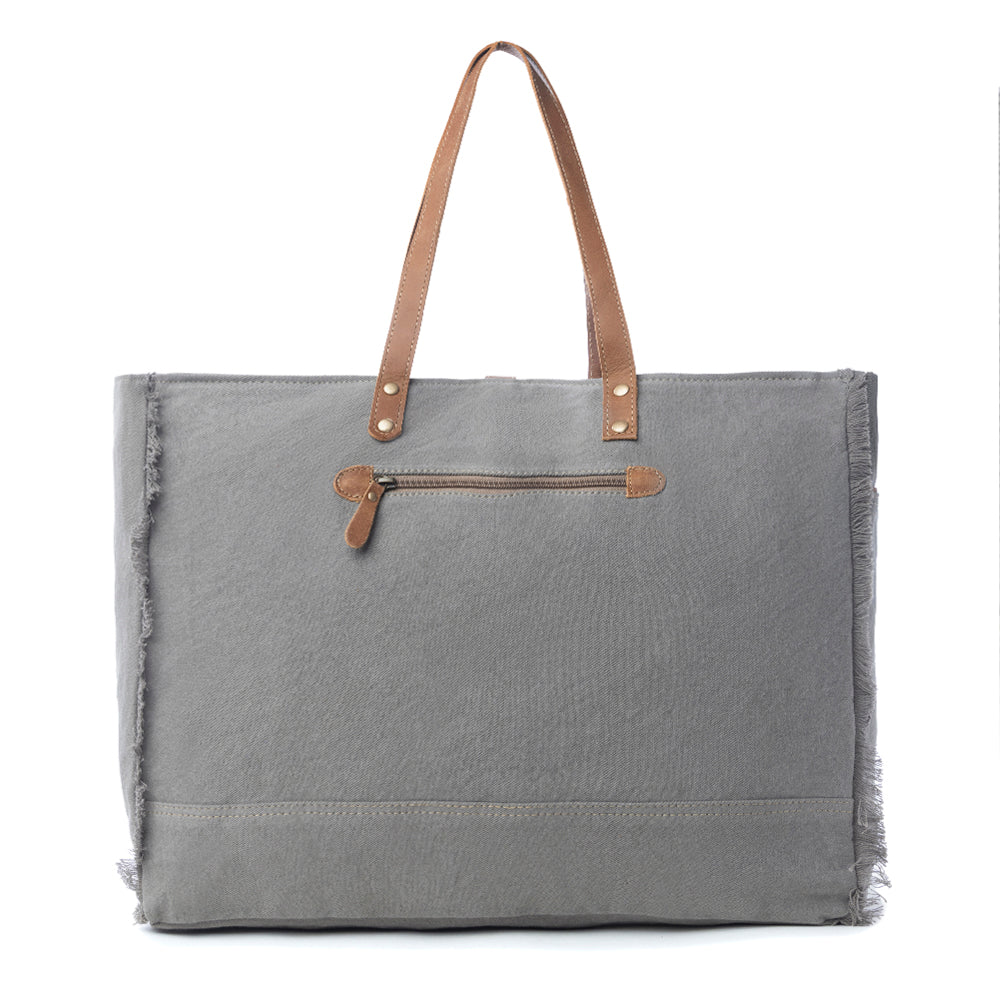 Myra Cosmopolitan Weekender Tote Bag Fringed Edges, Aztec Print Design with Buckle Flap Closure for Travel - Myra USA