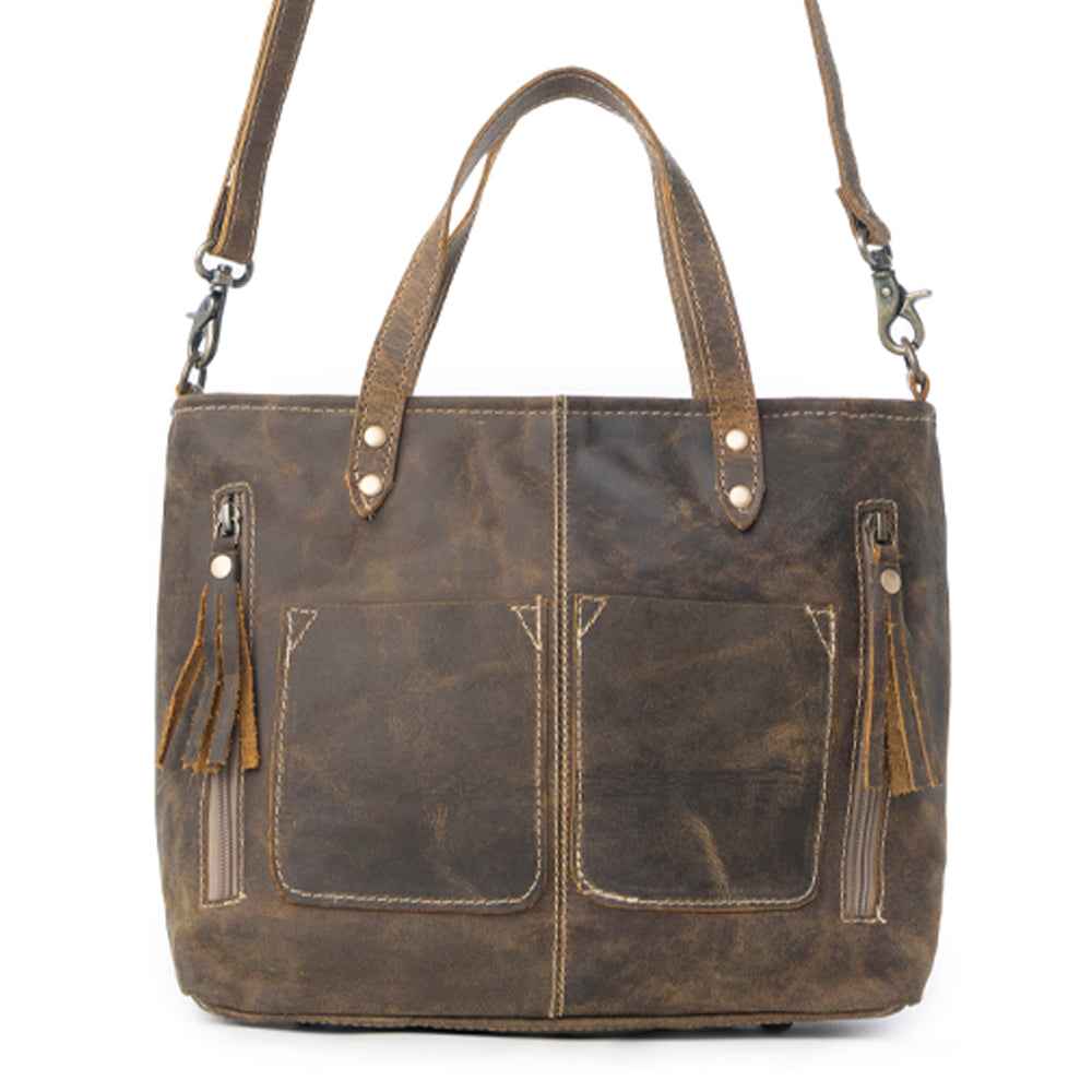 Myra Ultimate Choice Brown Suede Leather Handbag for Women Twin Top Ha