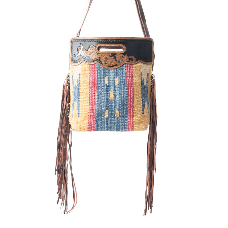 BLUE STREAM HAND TOOLED BAG