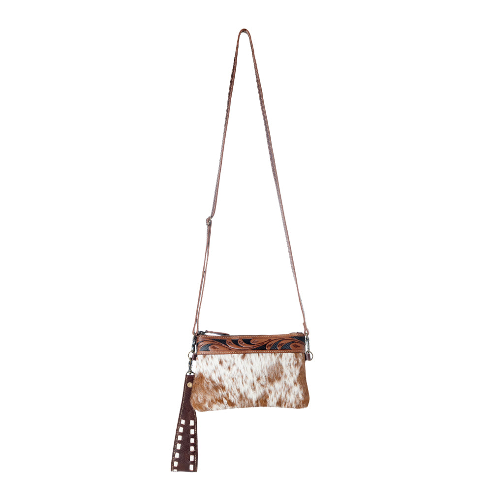Myra Streaks Delight Belt Bag for Women with hairon hide and handtooled leather with dual straps - Myra USA