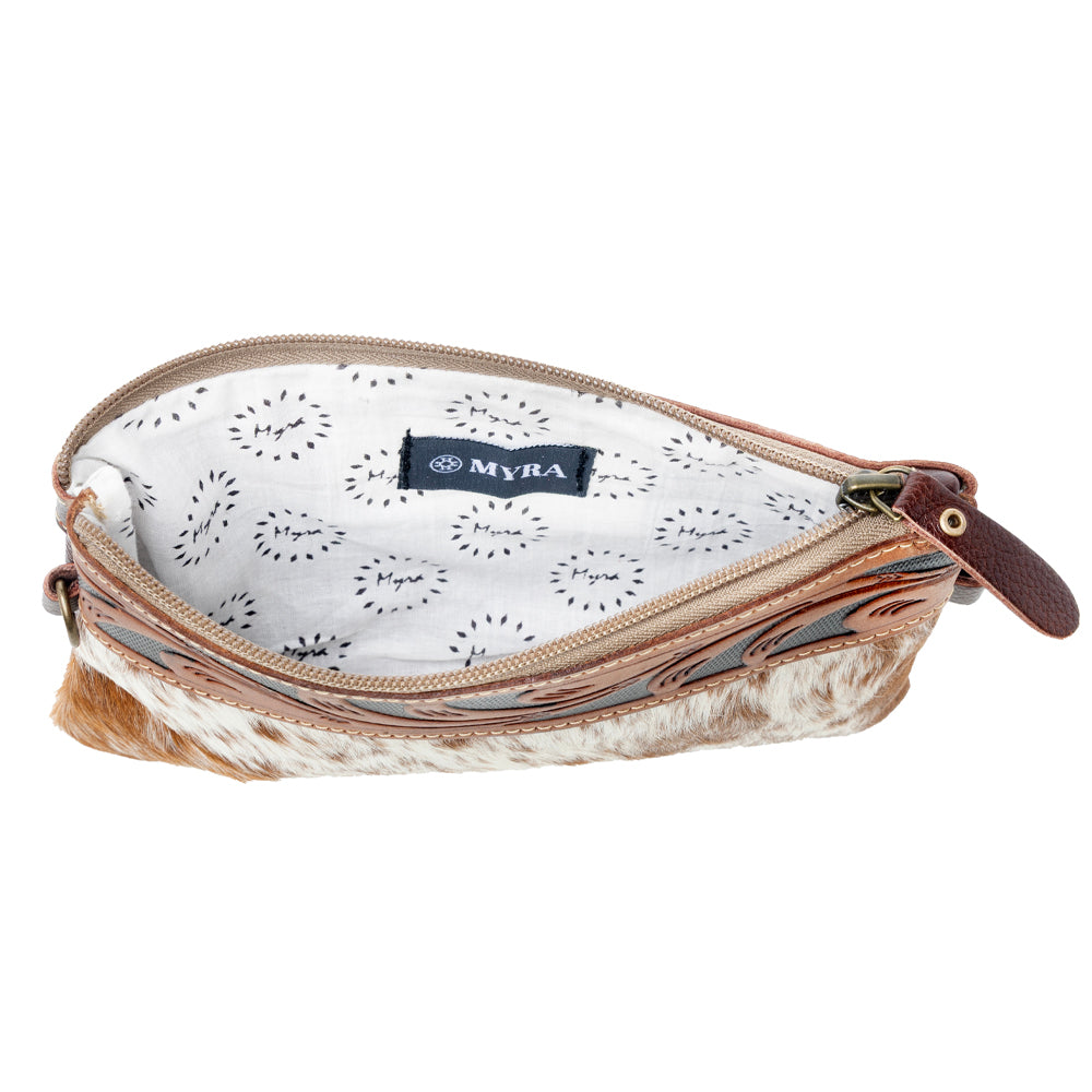 Myra Streaks Delight Belt Bag for Women with hairon hide and handtooled leather with dual straps - Myra USA