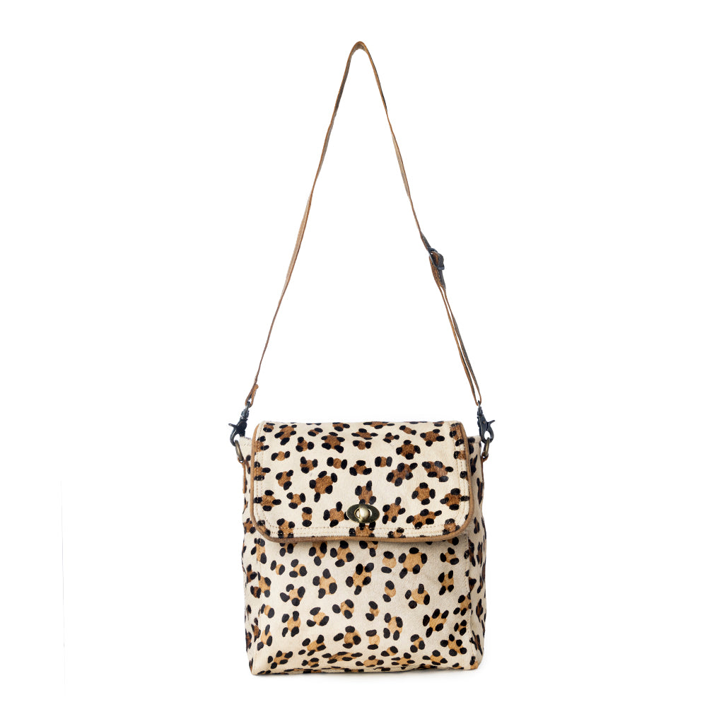 Quaint Leopard Print Leather & Hairon Bag - Myra USA