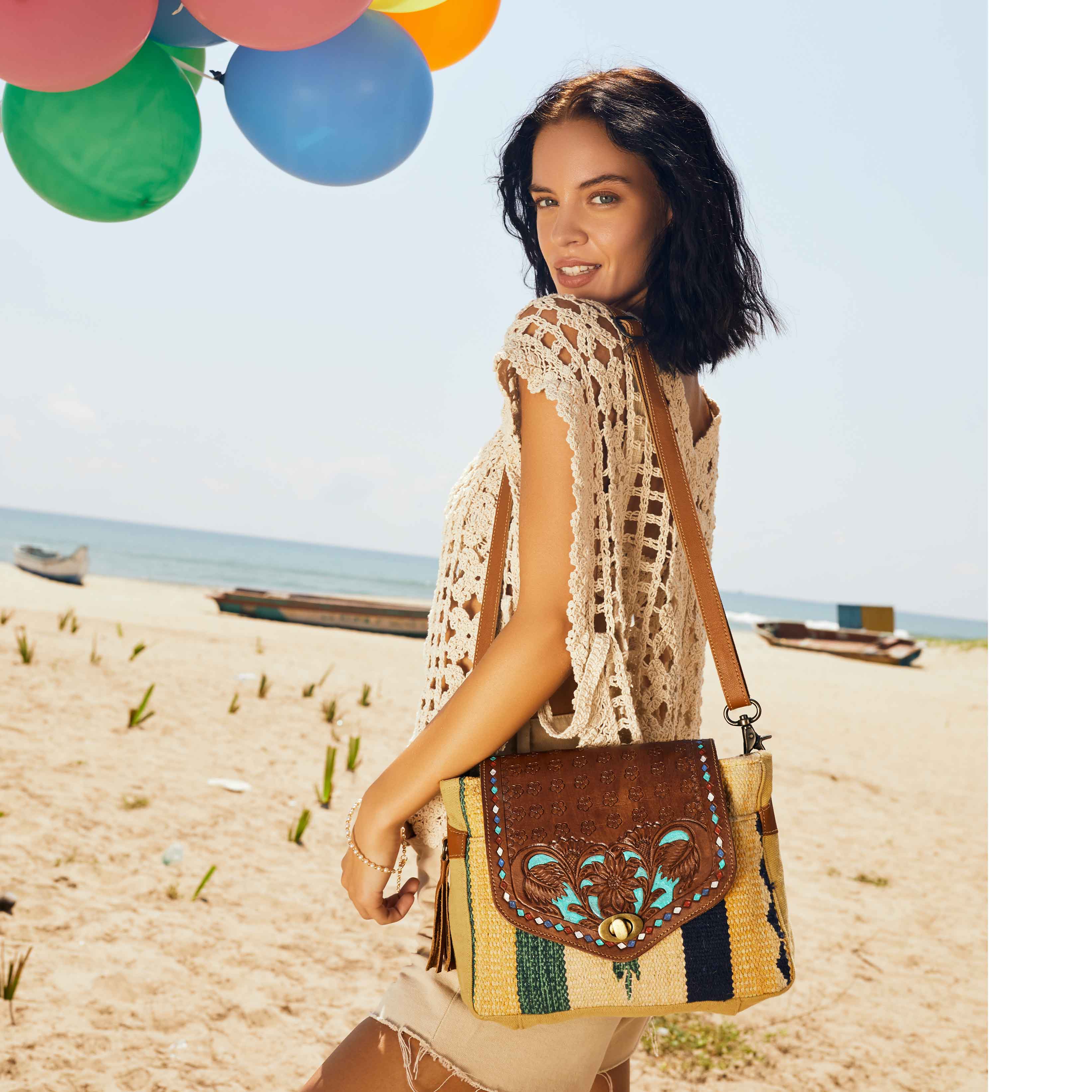 Floral Etchings  Hand-Tooled Bag - Myra USA