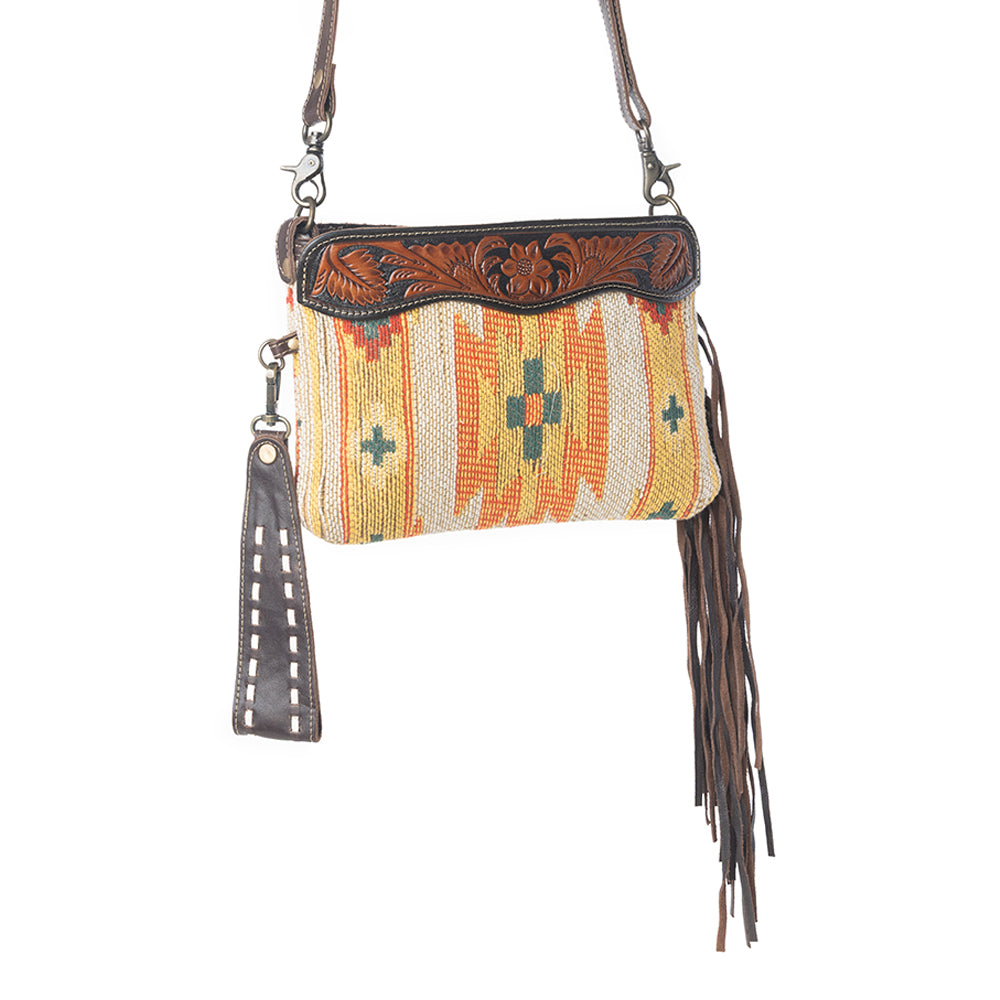 Dazzling Yellow  Hand-Tooled Bag - Myra USA