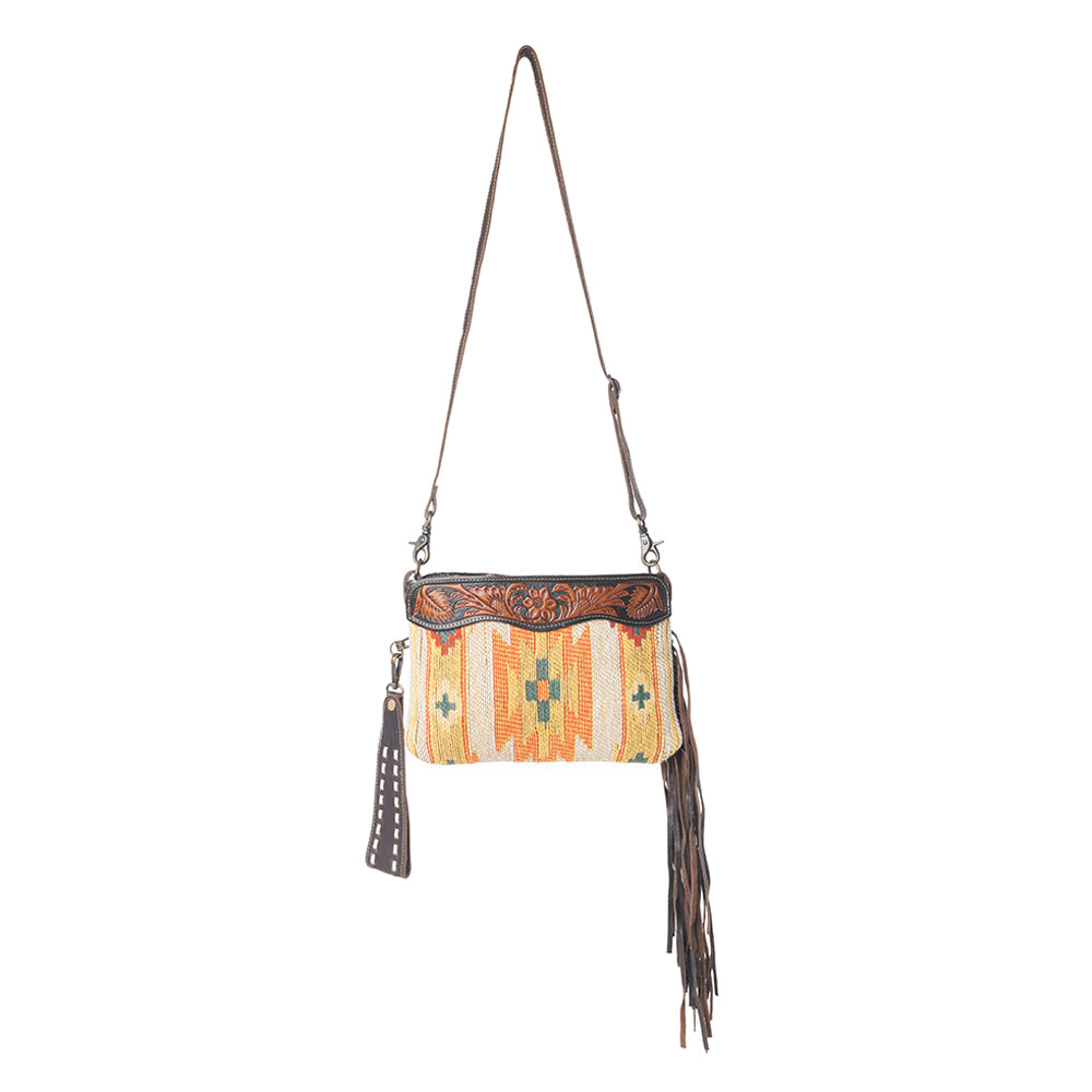 Dazzling Yellow  Hand-Tooled Bag - Myra USA