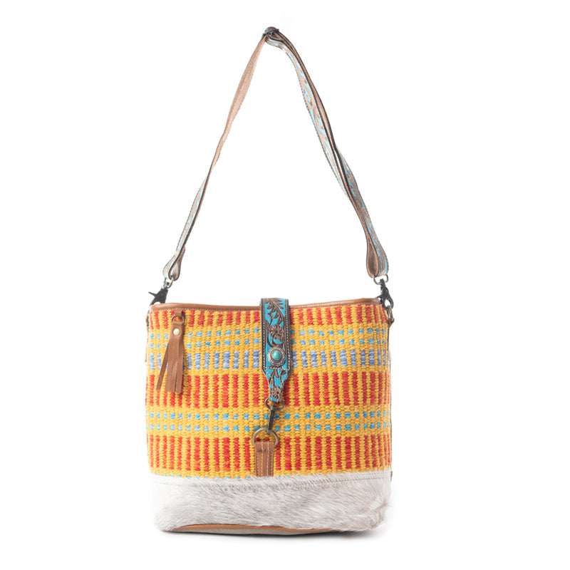 Vivid Orange  Hand-Tooled Bag