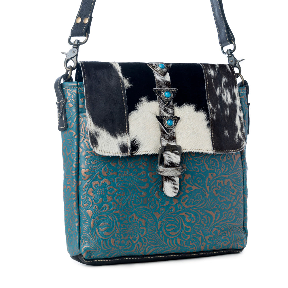 Blue Rose  Leather & Hairon Bag - Myra USA