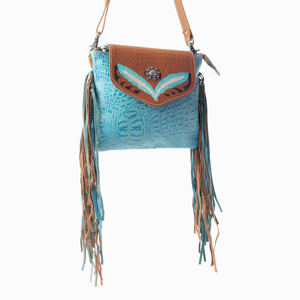 Blue Wings Hand-Tooled Bag