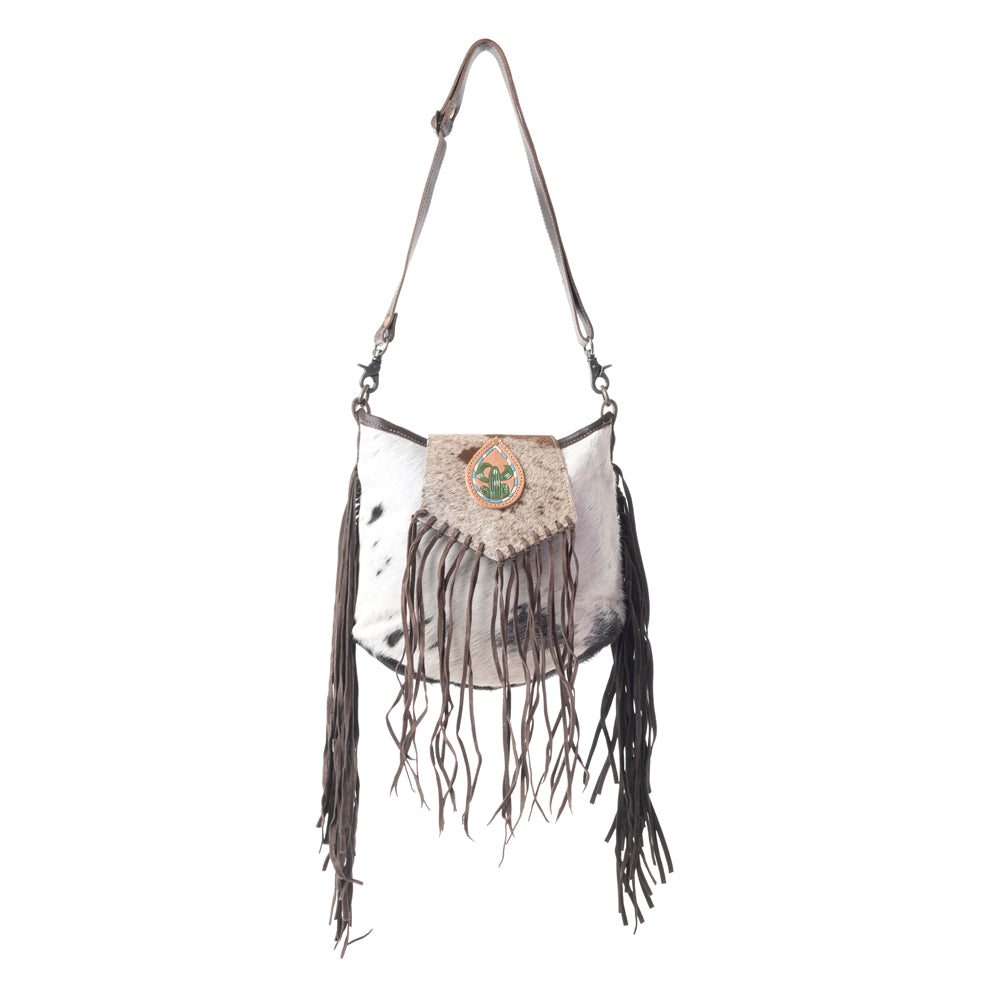 Russet Fringe Leather & Hairon Bag - MyraUSA