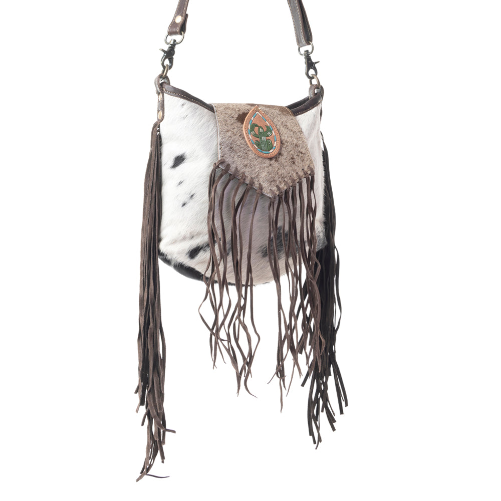 Russet Fringe Leather & Hairon Bag - MyraUSA