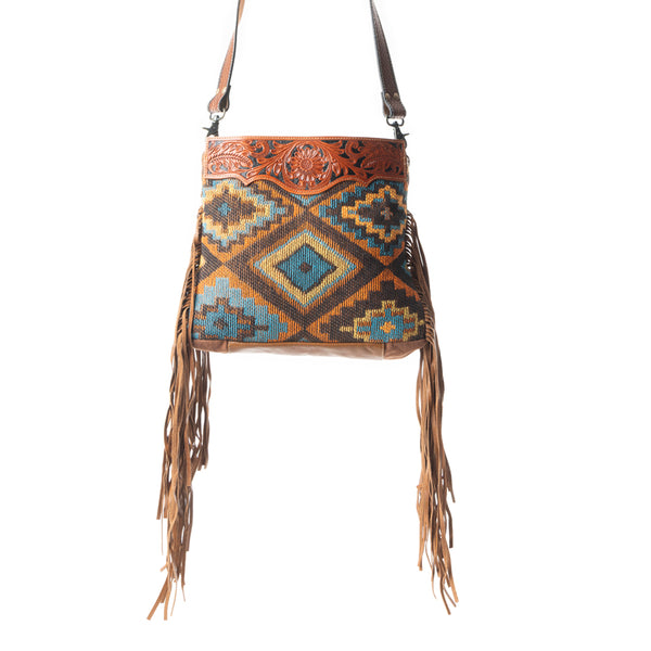 Garnet waves Hand-Tooled Bag