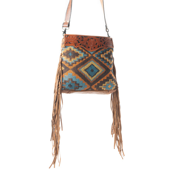 Garnet waves Hand-Tooled Bag