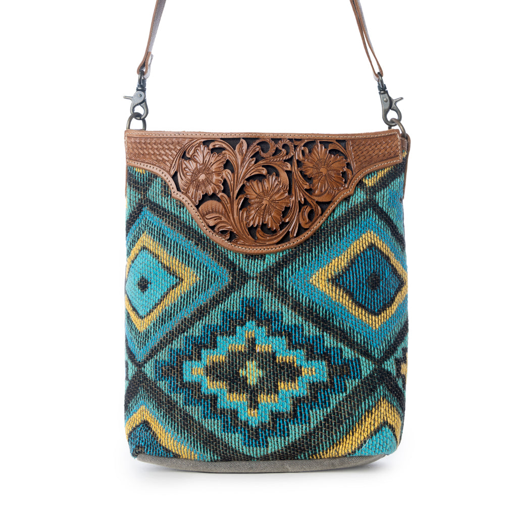 Blue Spring Hand-Tooled Bag - Myra USA