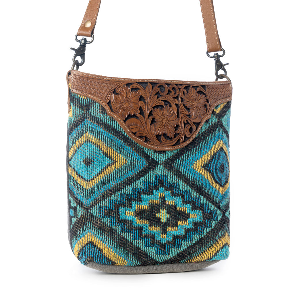 Blue Spring Hand-Tooled Bag - Myra USA
