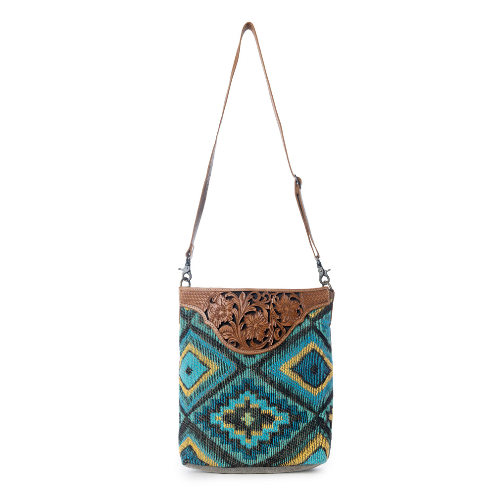 Blue Spring Hand-Tooled Bag - Myra USA