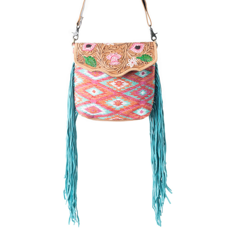 Floral Pink Hand-Tooled Bag