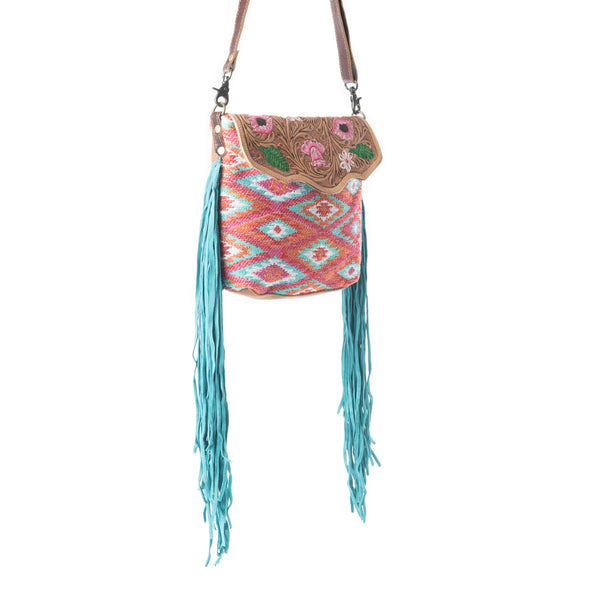 Floral Pink Hand-Tooled Bag - MyraUSA