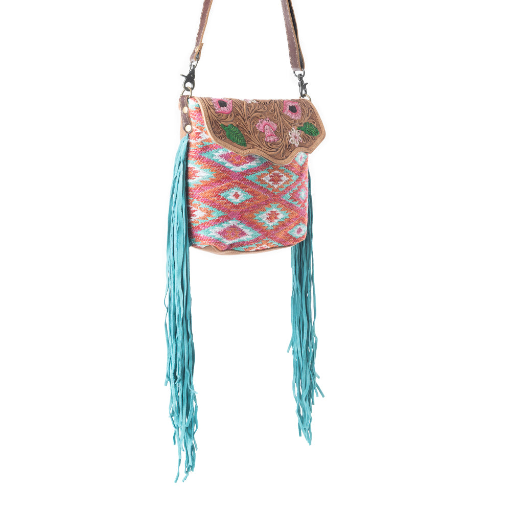 Floral Pink Hand-Tooled Bag - MyraUSA