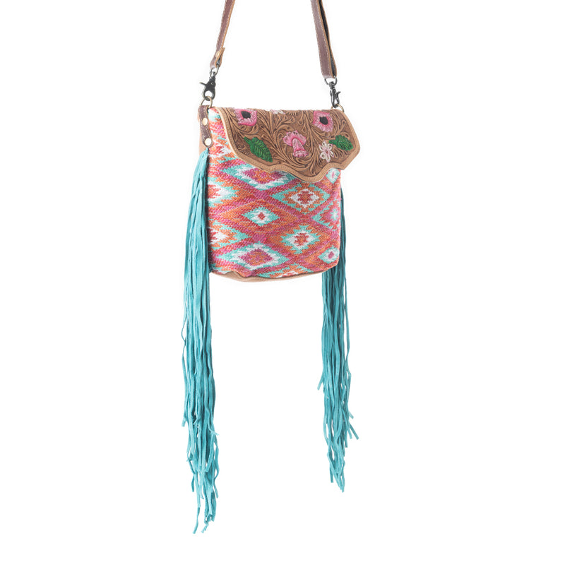 Floral Pink Hand-Tooled Bag