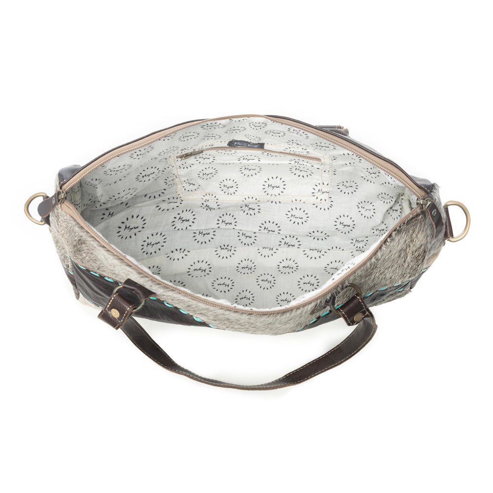 Turquoise  edges Hand-Tooled Bag - Myra USA