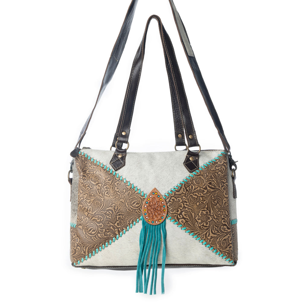 Azure waterfall Hand-Tooled Bag - Myra USA