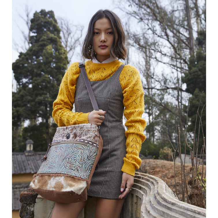 PERIDOT CANVAS & HAIRON BAG - MyraUSA