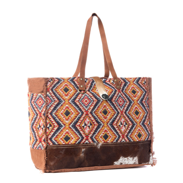 Geometric Blues Weekender Bag - Myra USA