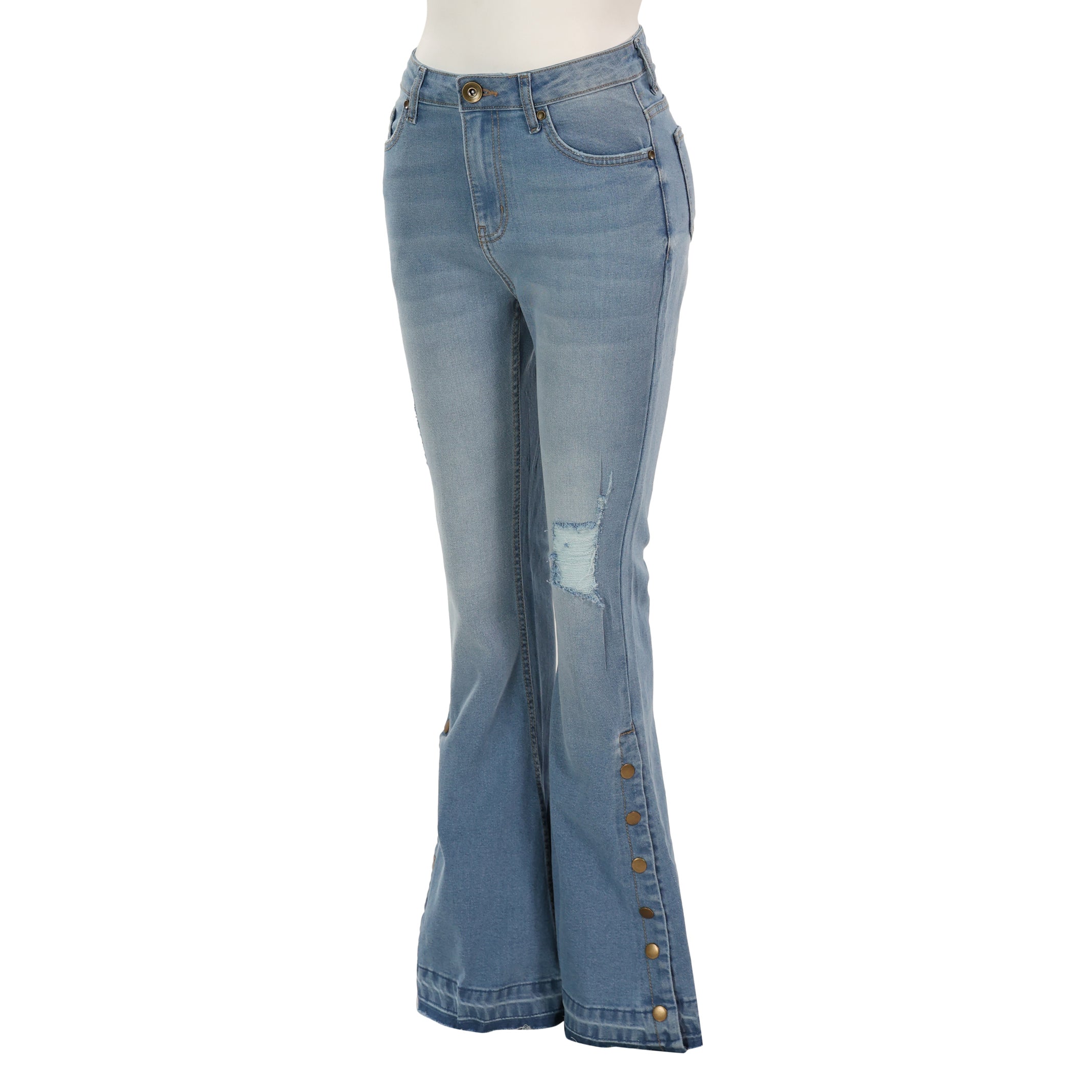 Regina Flared Button Accent Leg Jeans - Myra USA