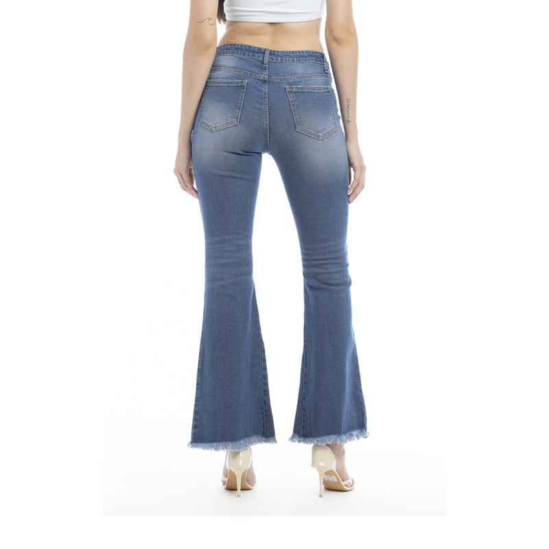 Viviana Length Stitch Accent Flared Leg Jeans